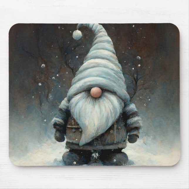 Winter Gnome in a Snowy Forest Mouse Mat (Front)