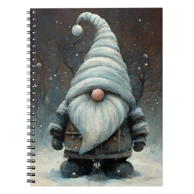 Winter Gnome in a Snowy Forest Notebook (Front)