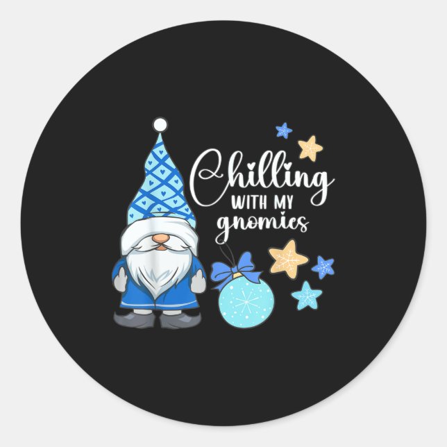 Winter Gnome, Nordic, Christmas Gnome  Classic Round Sticker (Front)