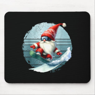 Winter gnome santa with skiing googles retro mouse mat