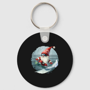 Winter Gnome Santa With Skiing Googles Retro Snowb Key Ring