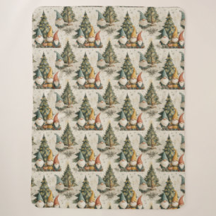 Winter Gnomes With Lit Christmas Tree Sherpa Blanket