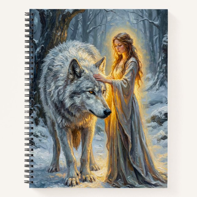 Winter Goddess & White Wolf Notebook (Front)