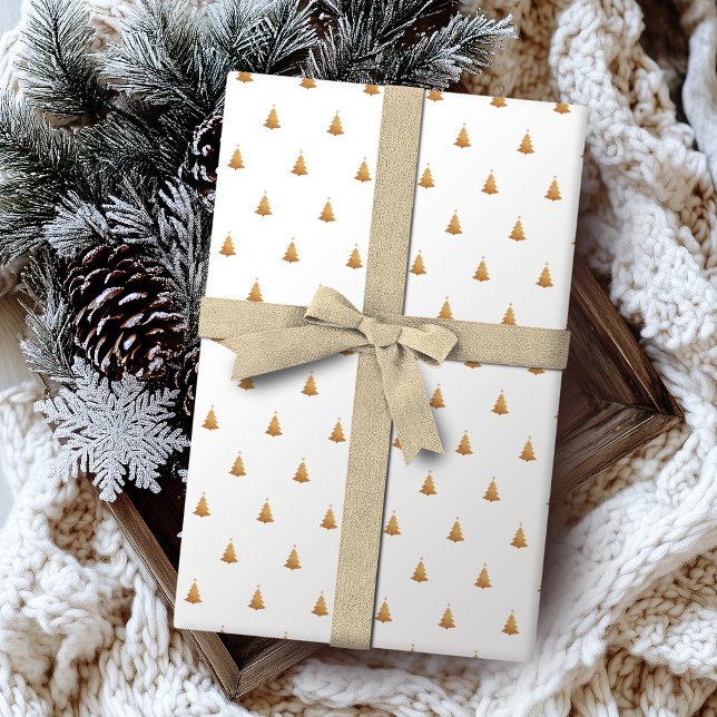 Winter Gold And White Christmas Tree Holiday Wrapping Paper (Winter Gold And White Christmas Tree Holiday Wrapping Paper)