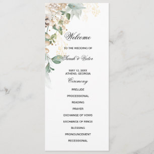 Winter Gold floral double side program card 