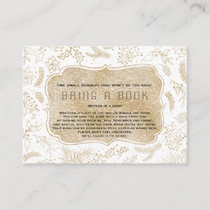 Winter Gold Frame Photo Baby Shower Bring A Book Enclosure Card