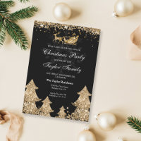 Winter Gold Glitter Christmas Tree Party