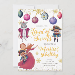 Winter Gold Nutcracker Birthday Invitation