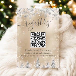 Winter Gold Wonderland Bridal Shower QR Registry Enclosure Card