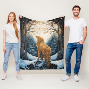 Winter Golden Retriever Fleece Blanket