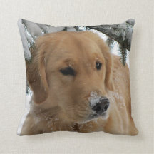 Winter Golden Retriever Throw Pillow