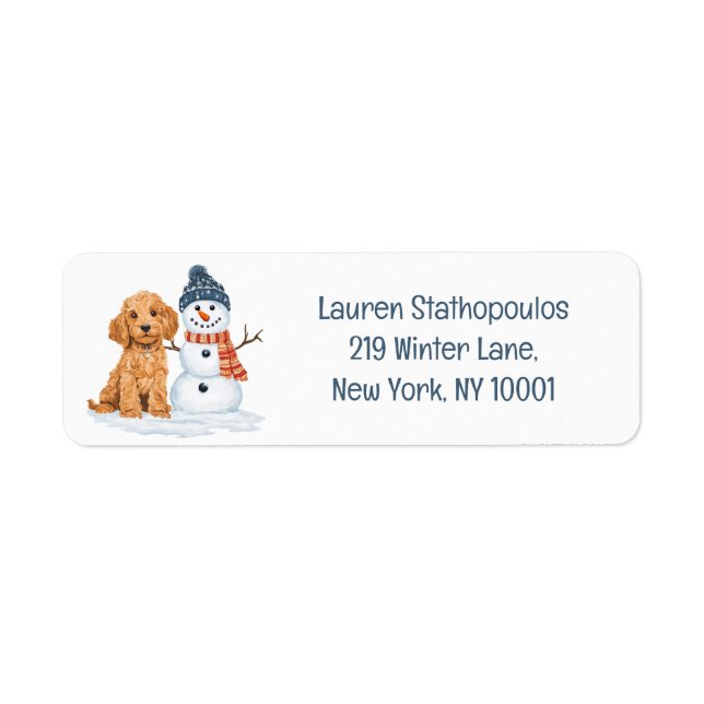 Winter Goldendoodle Dog Cute Snowman (Front)