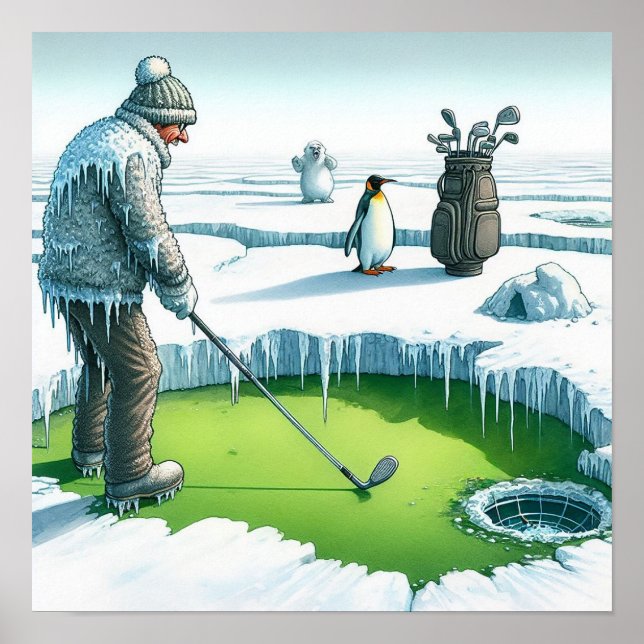 Winter Golf - Golf Art Print (Front)