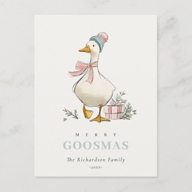 Winter Goose Christmas Funny Merry Goosmas  Postcard (Front)