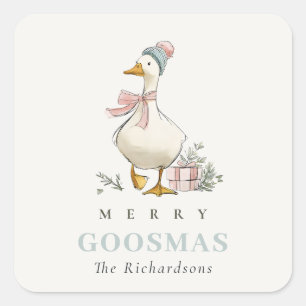 Winter Goose Christmas Funny Merry Goosmas  Square Sticker