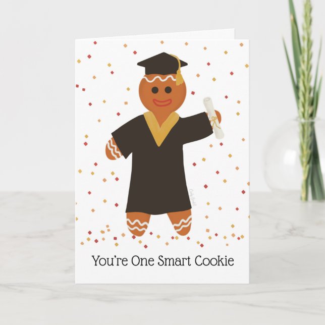 Winter Graduation Smart Cookie Gingerbread Thank You Card (Front)