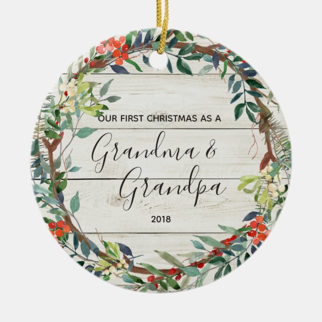 Winter Grandma & Grandpa 1st Christmas Ornament (Front)