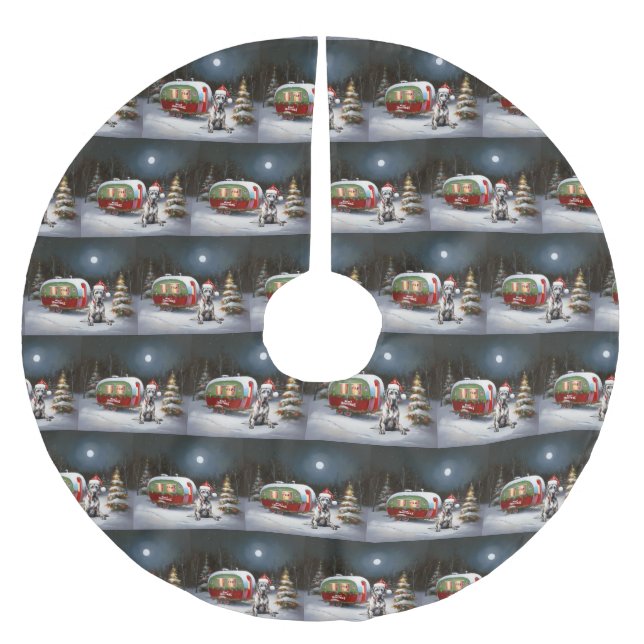 Winter Great Dane Caravan Christmas Adventure Brushed Polyester Tree Skirt (Front)