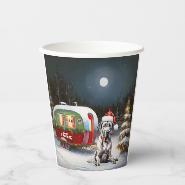 Winter Great Dane Caravan Christmas Adventure Paper Cups (Front)