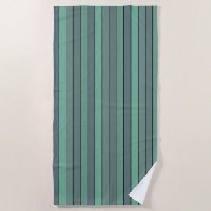 Winter Green And Grey Stripes On Watercolor Paper  Beach Towel
