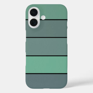 Winter Green And Grey Stripes On Watercolor Paper iPhone 16 Case