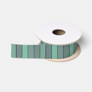 Winter Green And Grey Stripes On Watercolor Paper Satin Ribbon