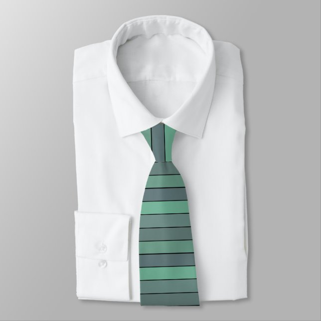 Winter Green And Grey Stripes On Watercolor Paper  Tie (Tied)