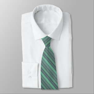 Winter Green And Grey Stripes On Watercolor Paper Tie