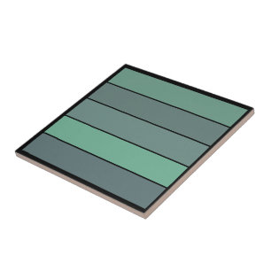 Winter Green And Grey Stripes On Watercolor Paper Tile