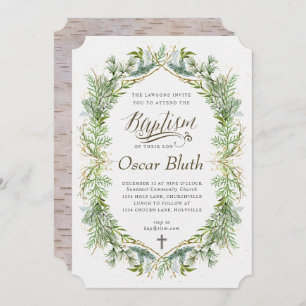 Winter Green Baptism invitation