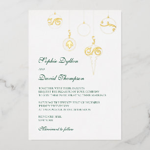 Winter Green Christmas Ornaments Wedding Gold