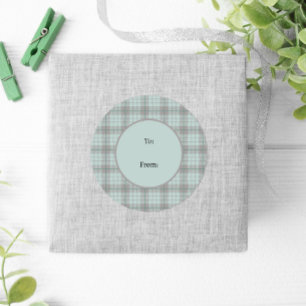 Winter Green Grey Fun Pastel Plaid Christmas Classic Round Sticker