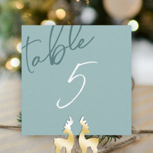 Winter Green, Wedding Table Number Card