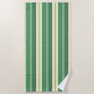 Winter Green Yellow Stripes On Watercolor Paper Beach Towel