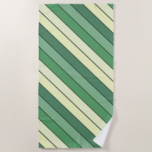 Winter Green Yellow Stripes On Watercolor Paper Beach Towel