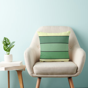 Winter Green Yellow Stripes On Watercolor Paper Cushion