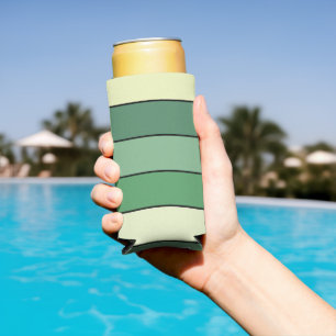Winter Green Yellow Stripes On Watercolor Paper Seltzer Can Cooler