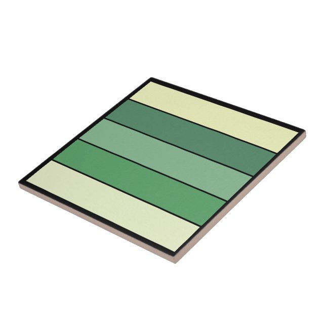 Winter Green Yellow Strips On Watercolor Paper     Tile (Side)