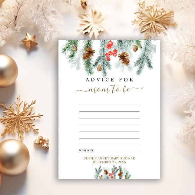Winter Greenery Advice For Mum Baby Shower Enclosure Card (Creator Uploaded)