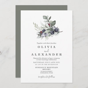 Winter Greenery and Berries wedding Invitation