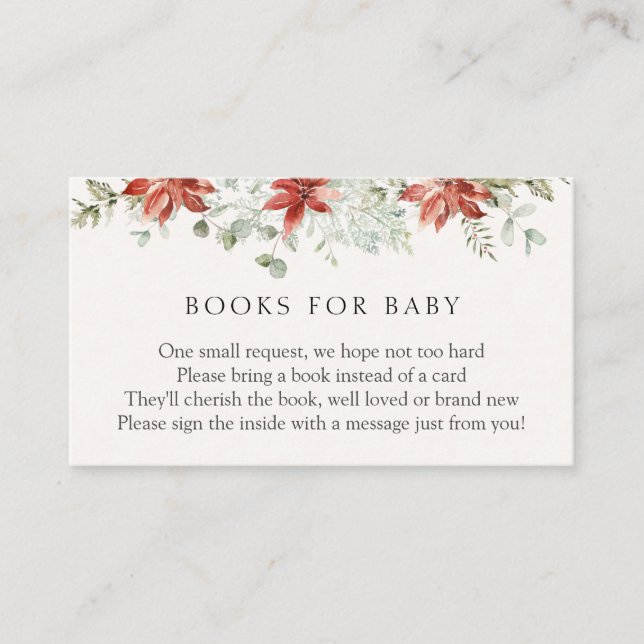 Winter Greenery and Poinsettia Books for Baby Enclosure Card (Front)