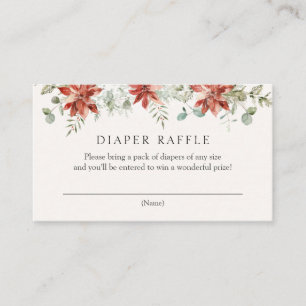 Winter Greenery and Poinsettia Diaper Raffle Enclosure Card