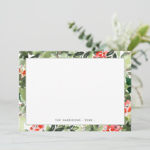 Winter Greenery and Red Berries Holiday Note Card