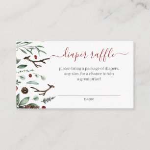 Winter Greenery Baby Shower Diaper Raffle  Enclosure Card
