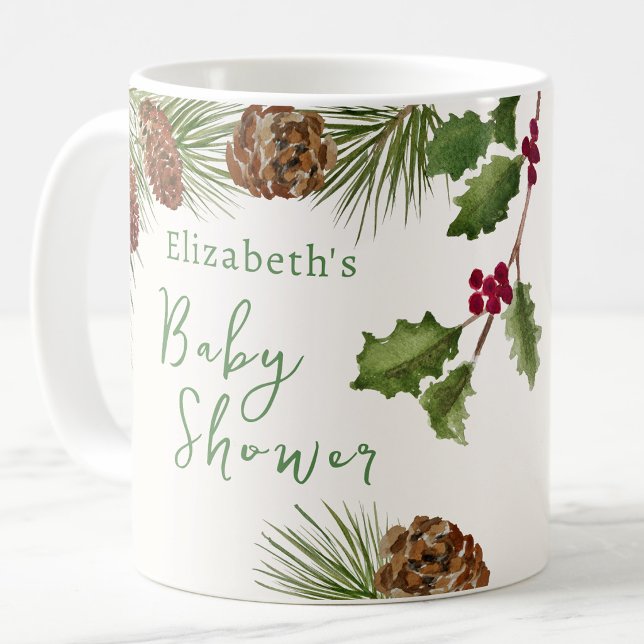 Winter Greenery Baby Shower Favour Mug (Creator Uploaded)
