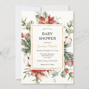 Winter Greenery Baby Shower Invitation