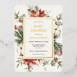 Winter Greenery Baby Shower Invitation