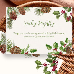 Winter Greenery Baby Shower Registry Enclosure Card