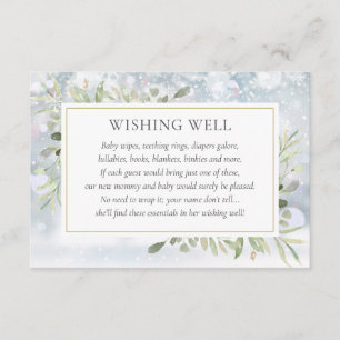 Winter Greenery Baby Shower Wishing Well Enclosure Card