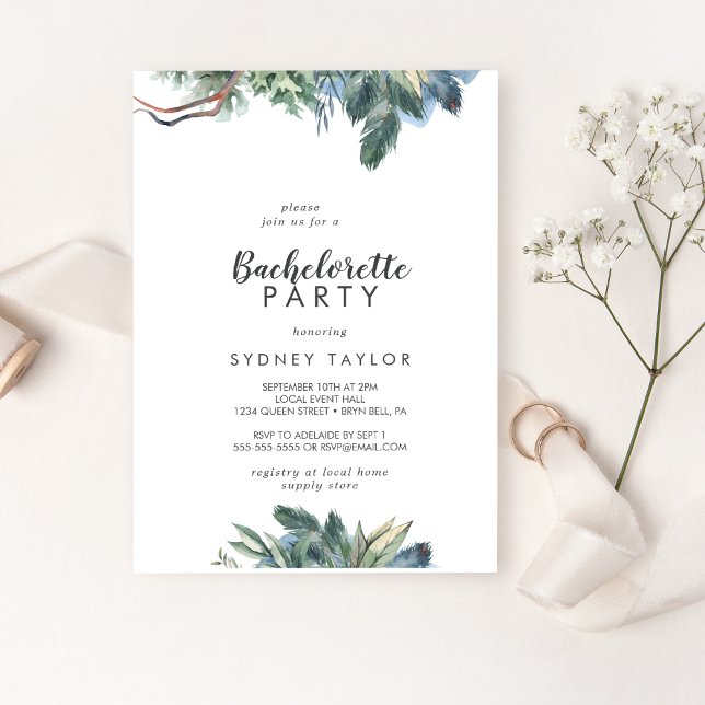Winter Greenery Bachelorette Party Invitation (Creator Uploaded)